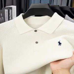긴팔 카라 셔츠 티 폴로 남방 스웨터 남성 2025 신스타일 라펠 캐주얼 티셔츠 중년 아빠 바텀