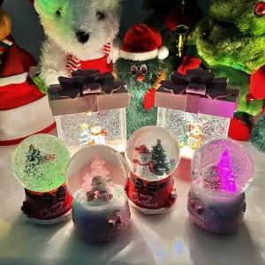 크리스마스 자동 스노우볼 오르골 멜로디 워터볼 무드등 레드 산타