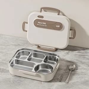 스테인레스 316 식판 도시락통 수저세트 밀폐뚜껑 전자레인지 사용가능 직장인 학생 5칸 식판도시락