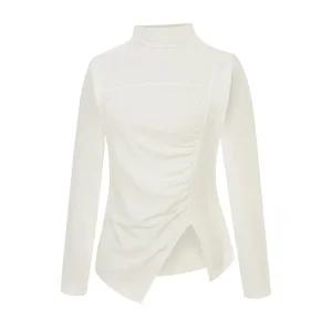 [티뷰] 셔링절개반목기모티셔츠_V5D-CTS007