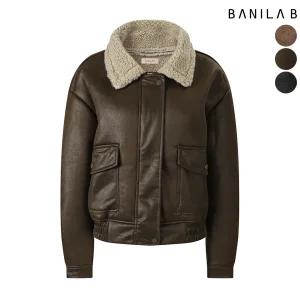 여성 밑단 밴딩 양털 배색 무스탕