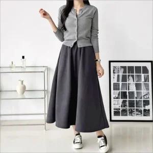 여성 골덴 플레어 A라인 롱스커트 코듀로이 밴딩 겨울 치마 3색 롱치마