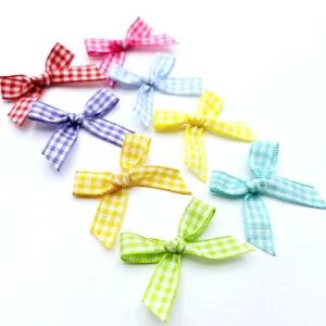 완성리본 공예용 체크무늬 DIY재료 10개 미니 뜨개질 공예 리본 DIY 접착 부자재