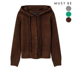 여성 펀칭 후드 버튼 가디건