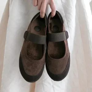 (쫀득몰드창) 토토 벨크로 가죽 키높이 털 메리제인(3cm)