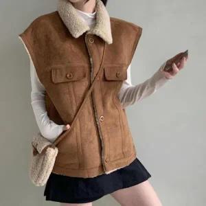 [다잇템] 여성 스타일 포함 퍼 키치 무스탕 크로스백 조끼