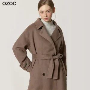 오조크 핸드메이드 더블 버튼 벨트 코트