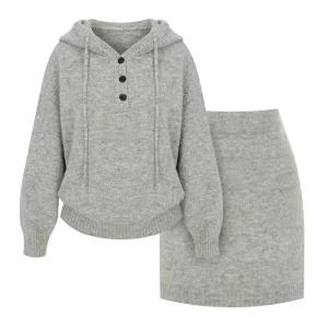 [티뷰] 버튼후드숏스커트세트_V5D-CSE016