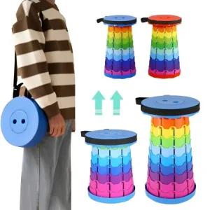 레인보우 코끼리 스툴 체어 간이 접이식 폴딩 교회의자 높이조절 입식의 아코디언 놀이동산