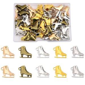 슈퍼피딩 50Pcs 5가지 스케이팅 스케이트 모양 합금 티베트 DIY 펜던트 용품 빈티지 신발 목걸이 색상 매력 공예 팔찌