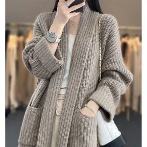 [하프클럽/패션]숄카라 스퀘어포켓 니트 가디건 25CN6007