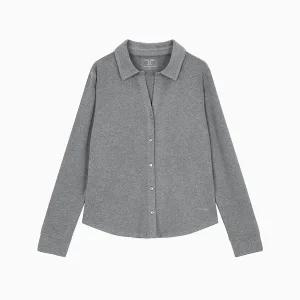 [롯데백화점]캘빈클라인 (QS7526-0SW)여성 브러시드 저지 브러쉬드 슬림 셔츠