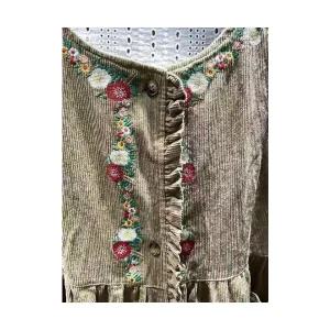 여성 데일룩 원피스 민소매 가을겨울 자수 라운드 집업 코듀로이 중기장 나시 DAOL4