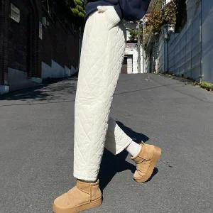 [핑크시슬리] 브릴스 다이아퀼팅 절개 9부 배기 밴딩팬츠