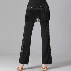 라틴댄스 바지 라인댄스 망사 플레어 밴딩 방송 937 솔리브 차밍댄스 장식