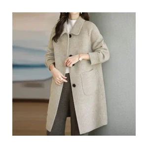 바바라옷장 258801 - 헤링본 하프코트 모직코트 여성오버핏코트 여성겨울코트 여성반코트 빅사이즈코트 캐