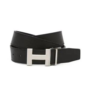 헤지스 블랙/네이비 양면 소가죽 버클 자동벨트 4X120(폭X총길이) 버클기장 7cm WUBE4F309BK