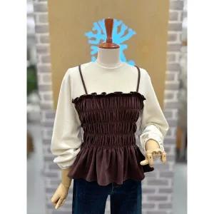 [레코브](타임스퀘어점패션관)스모킹 레이어드 블라우스(LC31F1BL502X)