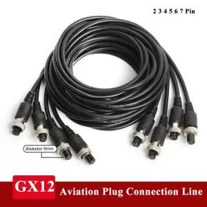 호환 GX12 2 3 4 5 6 7 핀 와이어 커넥터 항공 플 소켓 연결 케이블 전선가리개 순수 구리 M12 암-암 연장