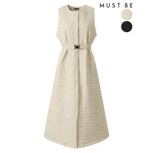 [하프클럽/머스트비]여성 벨티드 패딩 버튼 원피스