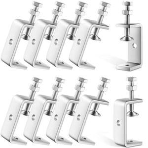 10개 304 스테인리스 스틸 C 클램프 미니 타이거 1인치 헤비 듀티 금속 U 클램프, 가공 목공 장착을 위한 안정적인 넓은 턱 개구(10개, 9/16인치 2개)