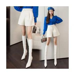 여성 러블리 반바지 모직 부츠 바지 가을겨울 하이웨스트 와이드 캐주얼 A라인 슬림핏 반 다올4