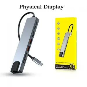 C타입랜선 LAN 젠더 8in1 타입 C 허브 USB 8 in 1 USB31 4K HDMI 호환 어댑터 RJ45 SDTF 카드 리더 PD 고속