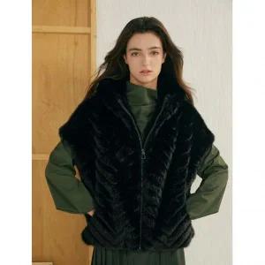 리오벨 FAUX 밍크 쉐브론 반후드 케이프자켓 LV4VT0005