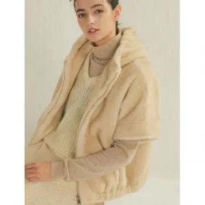 리오벨 케이시박 Faux 밍크 케이프 반후드 재킷 LV4JP0010