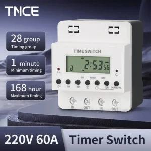 간판타이머 전자식 타이머 콘센트 TNCE 60A 스위치 220V 대용량 제어 초 단위 32개 그룹 켜기끄기 조명 물