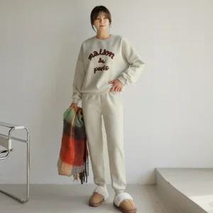 [핑크시슬리] SET/파리스앤 기모 부클자수 조거 트레이닝세트