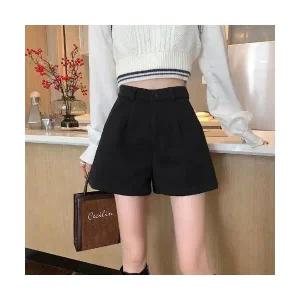 여자 반바지 여름 블랙 모직 가을 겨울 빅사이즈 A라인 하이웨스트 위에 와이드 밴딩 부츠 바지 BE4