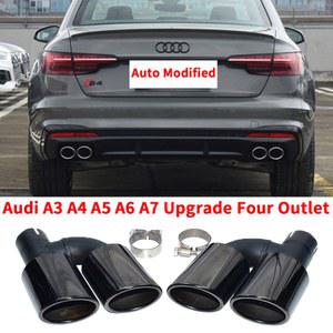 쿼드 스테인레스 스틸 자동차 배기 파이프, 아우디 A3 A4 A5 A6 A7 A8 업 S3 S4 S5 S6 S7 S8 SQ3 SQ5 디자인 머플러 팁, 60mm 테일 파이프