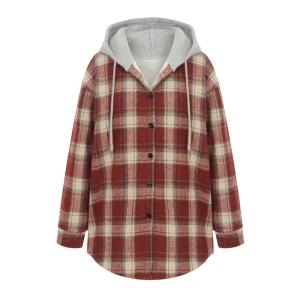 [샐리] 퍼트리밍체크후드셔츠_I5D-CSH004