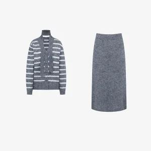 [25 신상] 타이 스트라이프 니트 가디건 + 니트 스커트 SET (VLOCZ1946)
