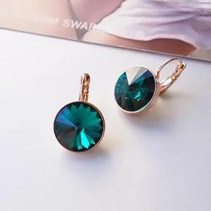 오스트리아 크리스탈로즈골드 14mm 에메랄드 귀걸이