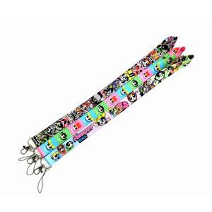 디즈니 POWERPUFF GIRLS 키 체인 패스 체육관 ID 카드 배지 홀더 휴대 전화 넥 스트랩 DIY 교수형 로프 웨빙 리본 액세서리