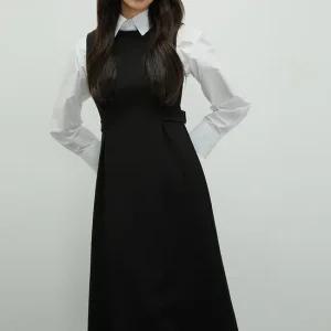 [미쏘] 라운드넥 레이어드 롱 원피스 (MIWOWCT13B-T)