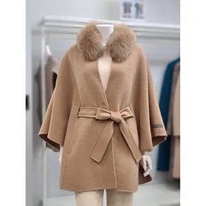 [셀러허브 1]베스띠벨리 세이브존02 퍼 케이프 코트 BL-HRY7646-0