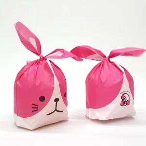 토끼얼굴 선물 포장 비닐봉투 핑크 10매입