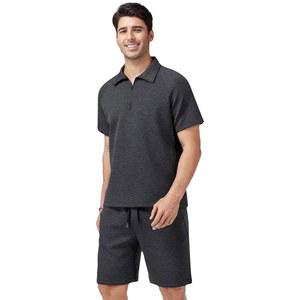 라이티미아 남성 여름 반팔 폴로 & 반바지 세트 - 칼라와 탄력 있는 허리 밴드가 통기성 액티브 의상