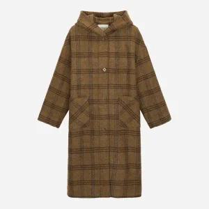 [롯데백화점]써스데이 아일랜드 후드 체크 롱 코트 T258MCT341W