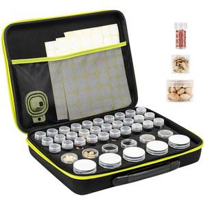 ProCase 41 슬롯 씨앗 보관 정리함 분류 상자, 정원 채소 식물 꽃을 위한 튼튼한 씨앗 은행 저장 키트 용기, 라벨 스티커가 있는 씨앗 보관함 깔때기 세트 3 병 크기 1온스 3온스 5온스