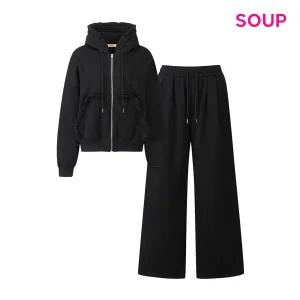 [롯데백화점]SOUP 프릴 기모 후드 집업 앤 와이드 팬츠 셋업    S5BST04