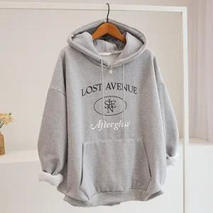 [잇수다] 앱스뉴 양기모 레터링 자수 루즈핏 후드 맨투맨