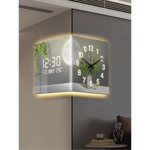 거실 코너에 어울리는 양면 조명 시계 라이트 LED 14인치 디스플레이 A 기능 플러그인+리모컨 벽걸이
