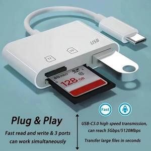 2025 전화 카드 판독기 SD3-in-1 변환기 어댑터 범용 태블릿 연결 USB 플래시 드라이브 -C TF CF SD 메모리
