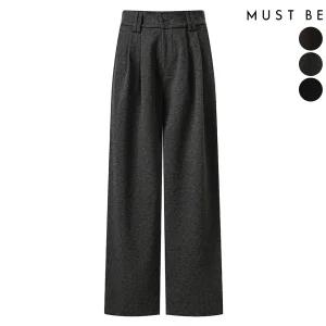 [S-L]여성 투버튼 핀턱 기모 일자통 슬랙스