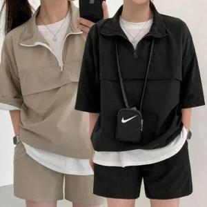 여자 여성 반집업 세트 트레이닝복 바람막이 여름 반바지 트레이닝 반팔 패션 아노락