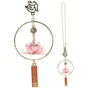 호연 불교 차량용 악세사리 평안기원 연꽃 링 (핑크)